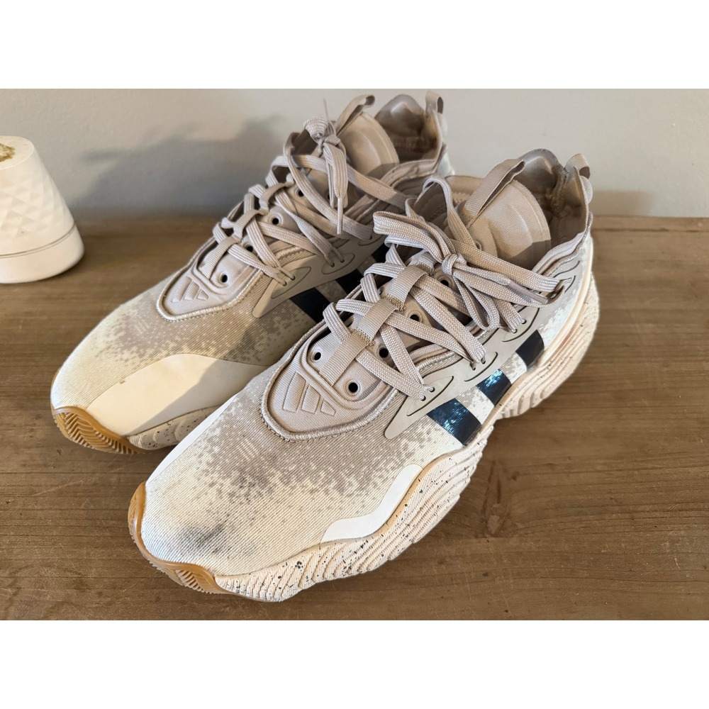 Adidas Trae Young 3 Basketball Shoes‎ Off White Tan Navy IF5602 Mens 11.5